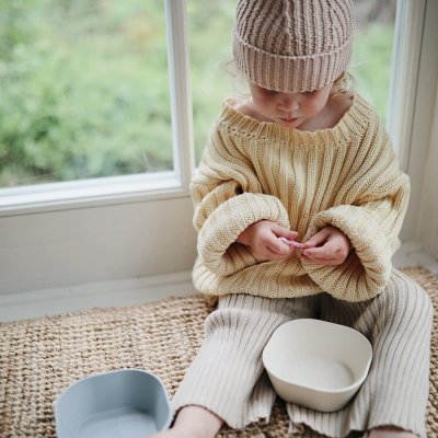 Mushie Sada dětských hranatých misek - Ivory, 2 ks