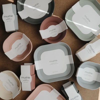 Mushie Sada dětských hranatých talířů - Cloud, 2 ks - obrázek