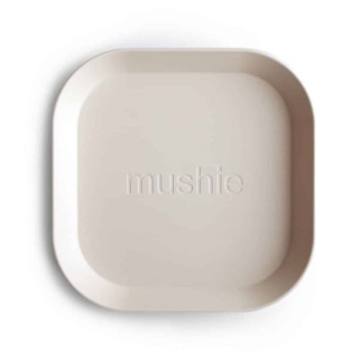 Mushie Sada dětských hranatých talířů - Ivory, 2 ks - obrázek