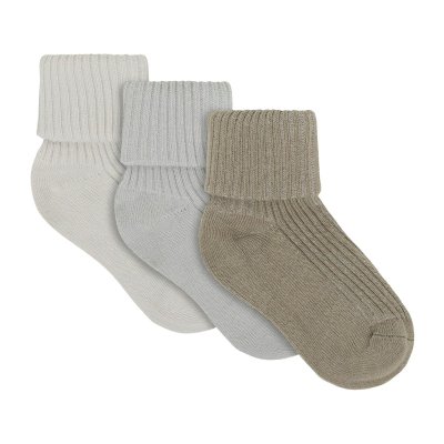 Minymo Kojenecké žebrované ponožky 3 ks - Willam Grey, vel. 15/18
