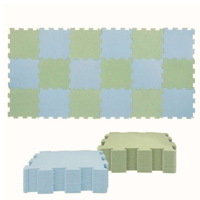 Nido Nido  Pěnová hrací podložka Puzzle 18ks - Dusty Blue/Sage Green - obrázek