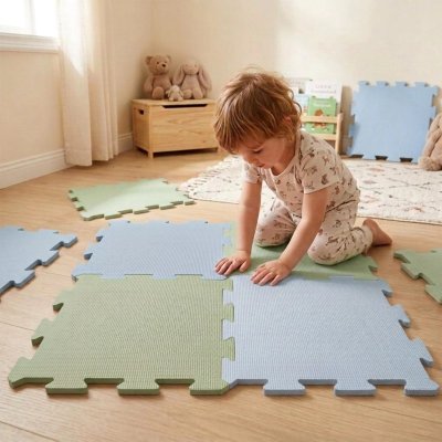Nido Nido  Pěnová hrací podložka Puzzle 18ks - Dusty Blue/Sage Green
