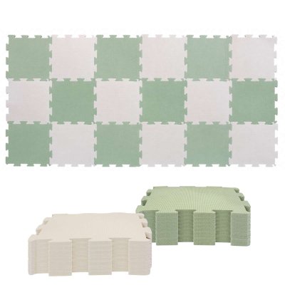 Nido Nido  Pěnová hrací podložka Puzzle 18ks - Sage Green/Ivory White