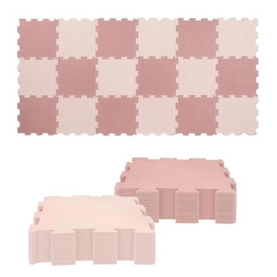 Nido Nido  Pěnová hrací podložka Puzzle 18ks - Vanilla/Taupe Pink