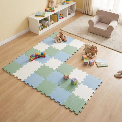 Nido Nido  Pěnová hrací podložka Puzzle 27ks - Sage Green/Ivory White/Dusty Blue