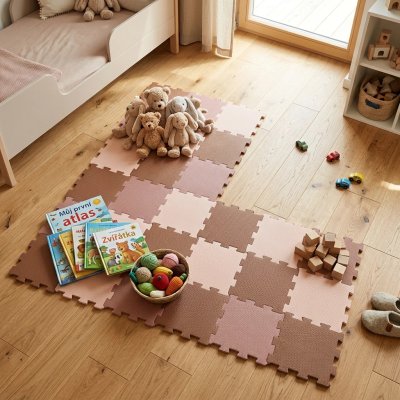 Nido Nido  Pěnová hrací podložka Puzzle 27ks - Vanilla/Taupe Pink/Caramel