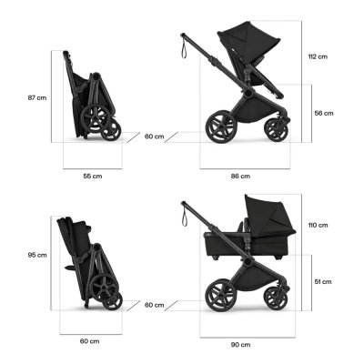 Bugaboo Cub Kompletní kočárek - Black/Forest Green/Forest Green - obrázek