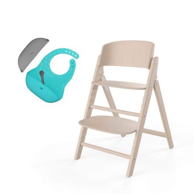 Cybex Click & Fold Rostoucí židlička + Set bryndáků - All Natural/Aqua/Grey