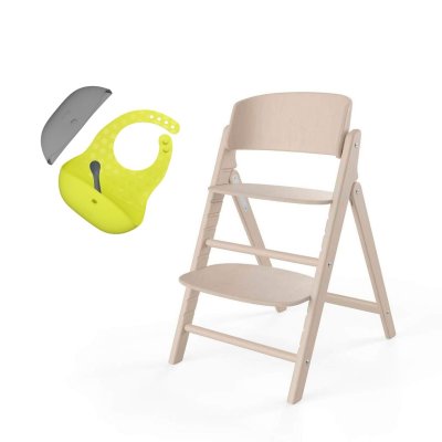 Cybex Click & Fold Rostoucí židlička + Set bryndáků - All Natural/Lime/Grey
