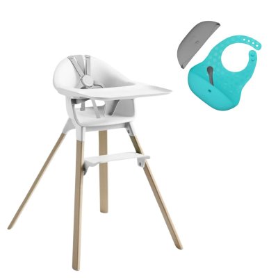 Stokke Clikk Židlička + Set bryndáků - White/Aqua/Grey