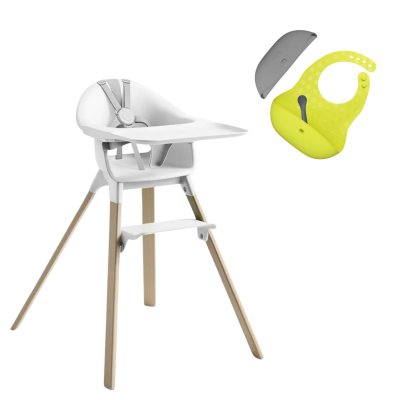 Stokke Clikk Židlička + Set bryndáků - White/Lime/Grey