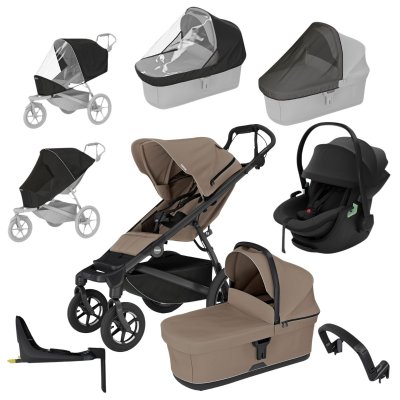 Thule Urban Glide 4-Wheel Kompletní kočárek + Autosedačka Maple + Základna + Příslušenství - Taupe