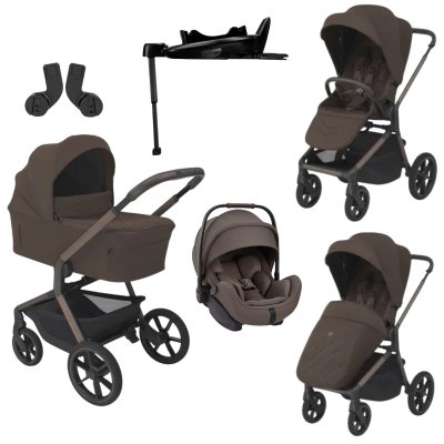 Espiro Noble Kompletní kočárek + Autosedačka Arra Flex + Základna + Adaptéry - Umbra/Chestnut