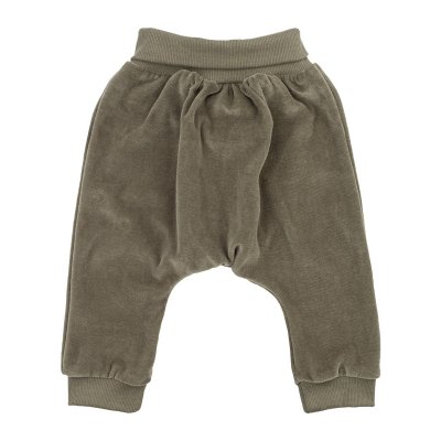 Wooly Organic Velurové tepláčky - Khaki, vel. 68/74