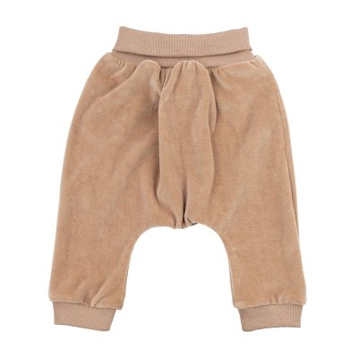Wooly Organic Velurové tepláčky - Stucco, vel. 74/80