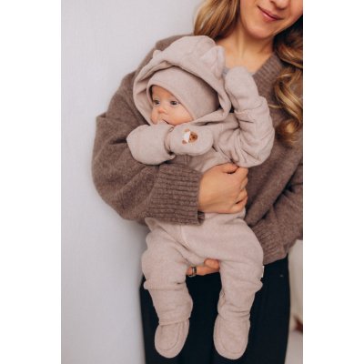 Wooly Organic Novorozenecké fleecové rukavičky - Light Taupe - obrázek