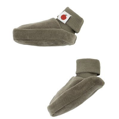 Wooly Organic Velurové capáčky - Khaki, vel. 8