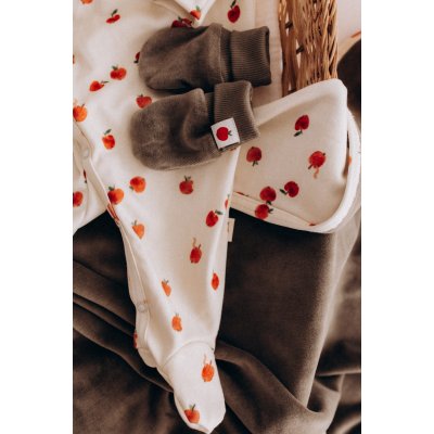 Wooly Organic Novorozenecké velurové rukavičky - Khaki - obrázek