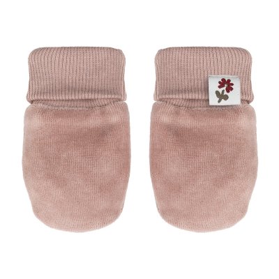 Wooly Organic Novorozenecké velurové rukavičky - Rosewood