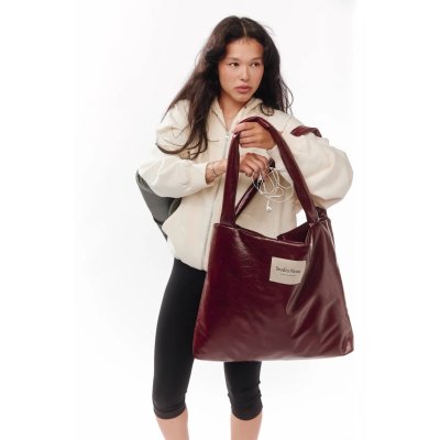 Studio Noos Taška Mom Bag Leather - Burgundy - obrázek
