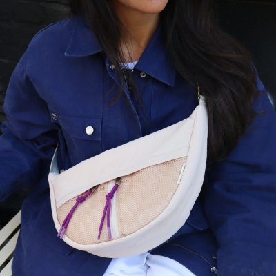 Studio Noos Crossbody ledvinka Patchwork - Oatmeal