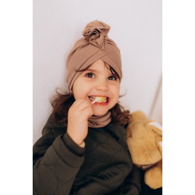 Wooly Organic Bavlněný turban - Taupe, vel. 6 - 12 měsíců - obrázek