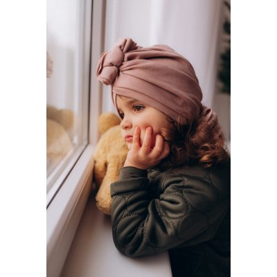 Wooly Organic Bavlněný turban - Rosewood, vel. 6 - 12 měsíců - obrázek