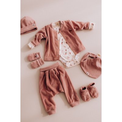 Wooly Organic Velurový kabátek s nášivkou - Rosewood, vel. 68/74 - obrázek