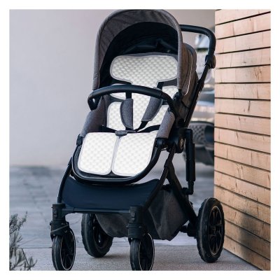 FreeOn Podložka do kočárku/autosedačky 3D Mesh - Grey/White - obrázek