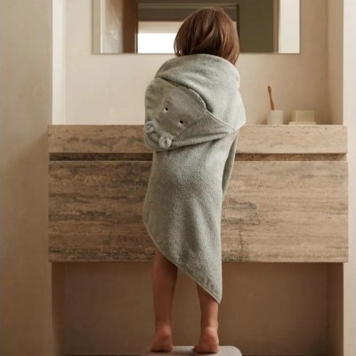 Liewood Albert Kojenecká osuška s kapucí - Hippo Dove Blue