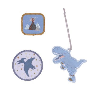 Lässig School Patches Sada přívěsku a dvou nášivek - Dinosaur - obrázek