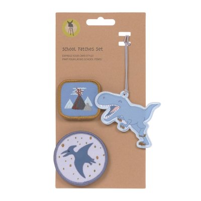 Lässig School Patches Sada přívěsku a dvou nášivek - Dinosaur