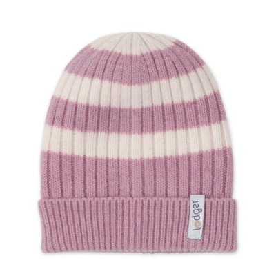 Lodger Čepice Stripe Merino - Mauve, 0 - 3 měsíce