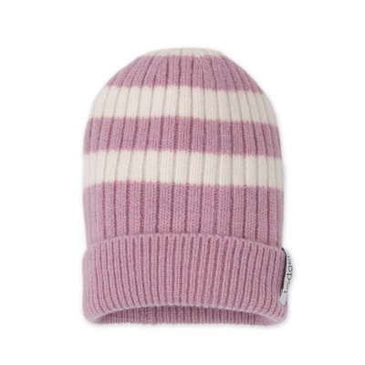 Lodger Čepice Stripe Merino - Mauve, 3 - 6 měsíců - obrázek