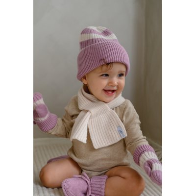 Lodger Čepice Stripe Merino - Mauve, 6 - 12 měsíců - obrázek