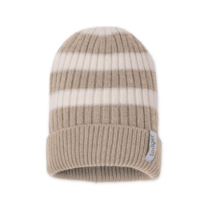 Lodger Čepice Stripe Merino - Beige, 3 - 6 měsíců - obrázek