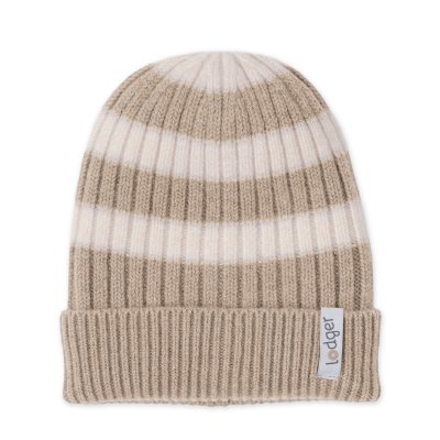 Lodger Čepice Stripe Merino - Beige, 1 - 2 roky