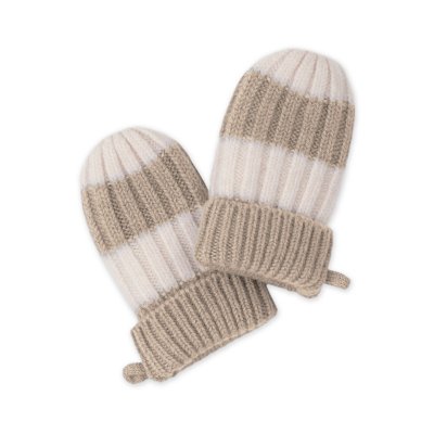 Lodger Rukavice Stripe Merino - Beige, vel. 0 - 12 měsíců