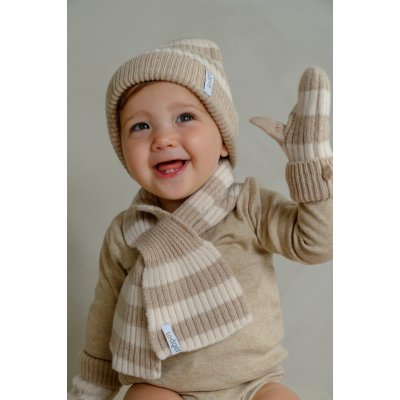 Lodger Šála Stripe Merino - Beige - obrázek