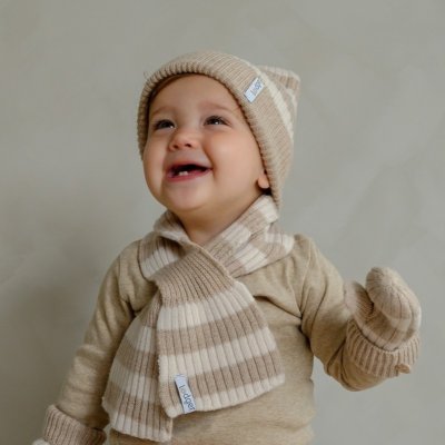 Lodger Šála Stripe Merino - Beige - obrázek