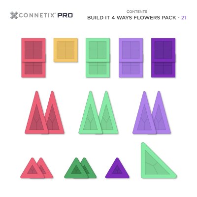 Connetix Magnetická stavebnice - Pro Build It 4 Ways Flowers Set, 21 ks - obrázek