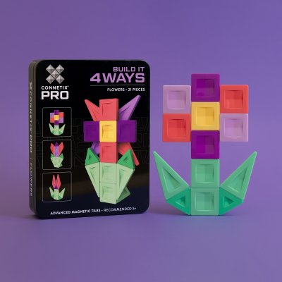Connetix Magnetická stavebnice - Pro Build It 4 Ways Flowers Set, 21 ks - obrázek