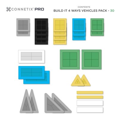 Connetix Magnetická stavebnice - Pro Build It 4 Ways Vehicles Set, 30 ks - obrázek