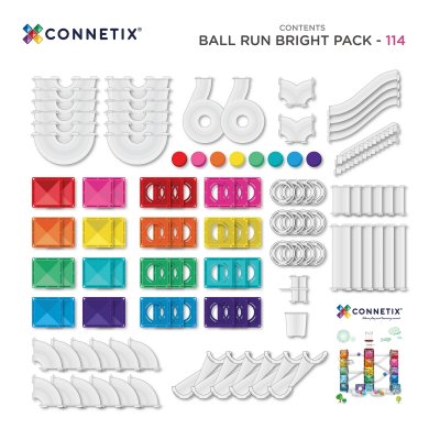 Connetix Magnetická kuličková dráha - Bright Ball Run Pack, 114 ks - obrázek