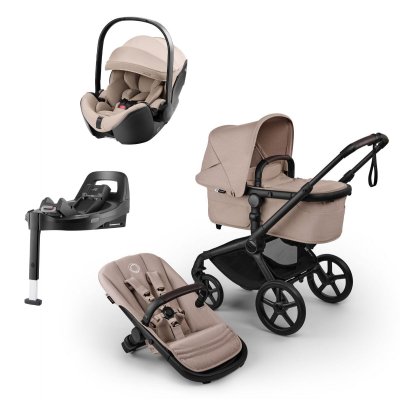 Bugaboo Fox5 Renew Kočárek Trojkombinace - Black/Desert Taupe Melange/Teak