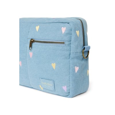 Studio Noos Organizér na kočárek Denim - Light Blue Hearts - obrázek