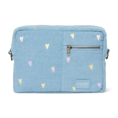 Studio Noos Organizér na kočárek Denim - Light Blue Hearts