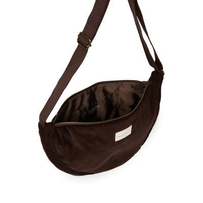Studio Noos Crossbody ledvinka Puffy Rib - Dark Brown - obrázek