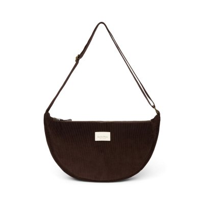 Studio Noos Crossbody ledvinka Puffy Rib - Dark Brown