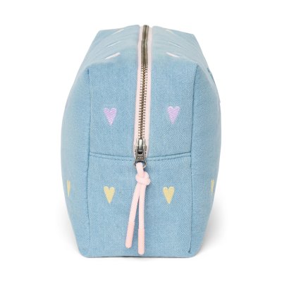 Studio Noos Toaletní taštička Denim - Light Blue Hearts - obrázek